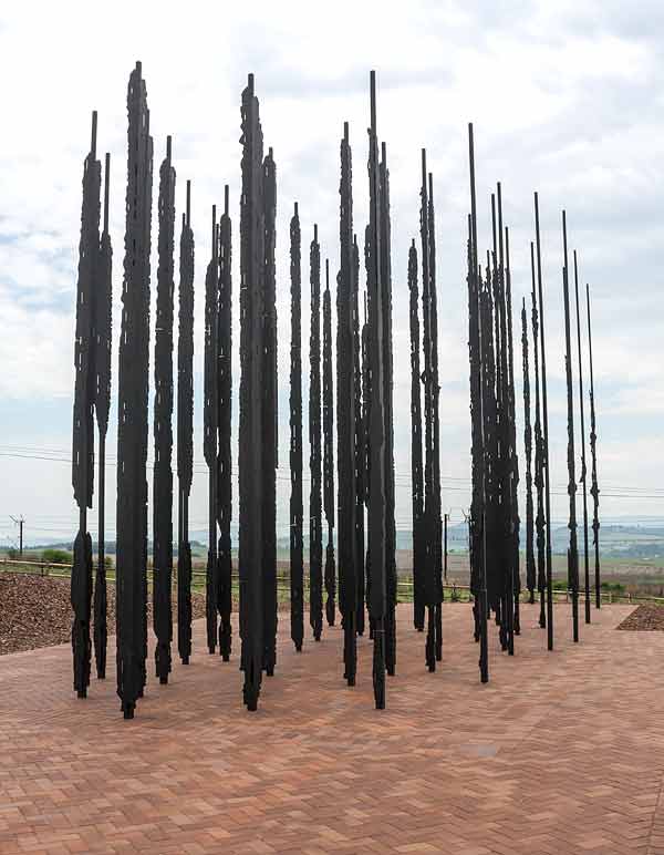 Forest of steel columns that make up Mandela sculpture