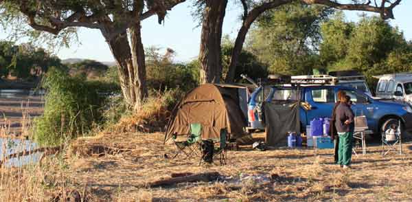 Camping next to river, Ruaha National Park, Tanzania