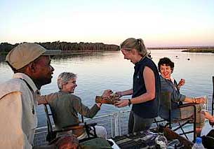 Sundowner cruise on the Zambezi River